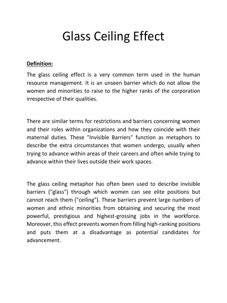 Glass Ceiling Effect Definition PDF Critical Theory Gender