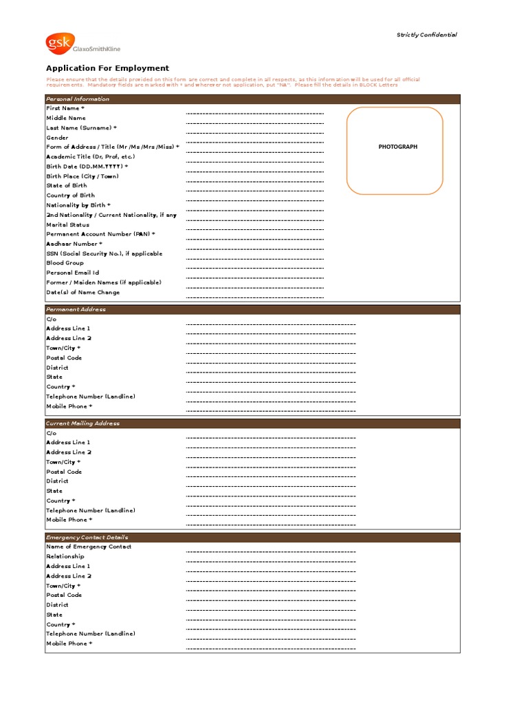 Revised GSK Application For Employment - With Criminal Disclosure | PDF ...