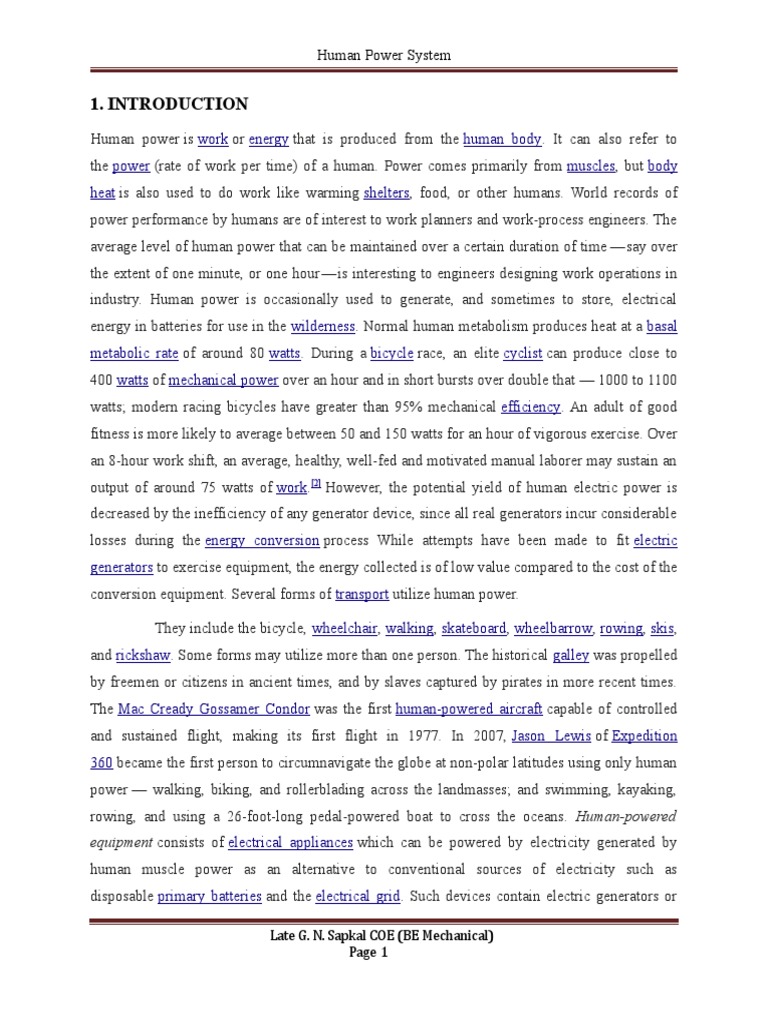 Human Power Generation Overview | PDF | Human Power | Power (Physics)