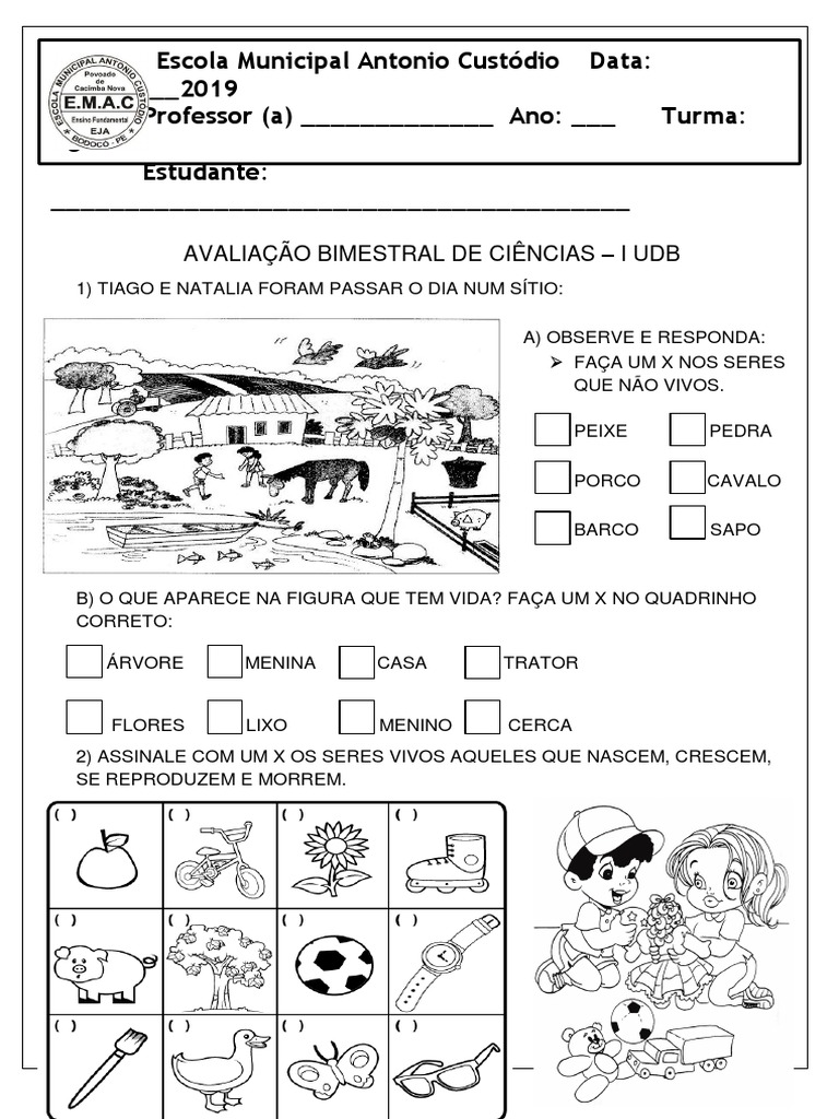 Avaliação 2º Ano Ciências I UDB