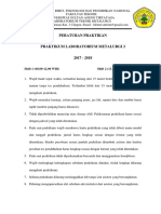 Peraturan Praktikan Praktikum Lab. Metalurgi 2 2018