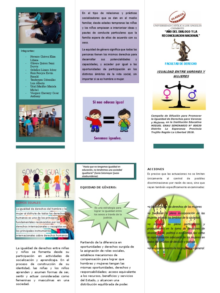 Tríptico sobre Igualdad de Género Infantil | PDF | Igualdad de género ...