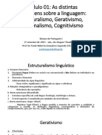 Abordagens linguísticas: Estruturalismo, Gerativismo, Funcionalismo e Cognitivismo