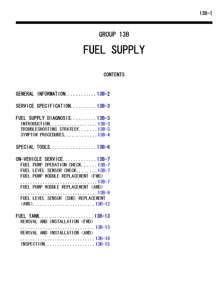 Fuel Supply: Group 13B | PDF | Electrical Connector | Fuel Injection