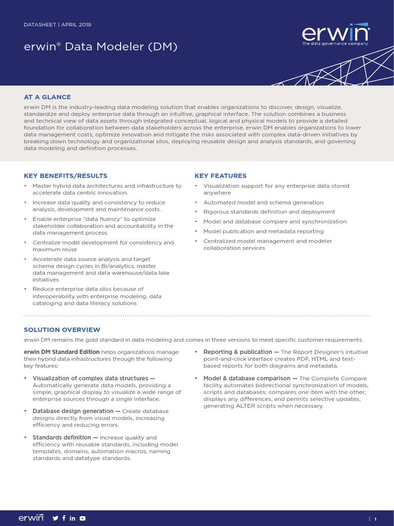 Erwin DM Datasheet April 2019 | PDF | Data Model | Databases