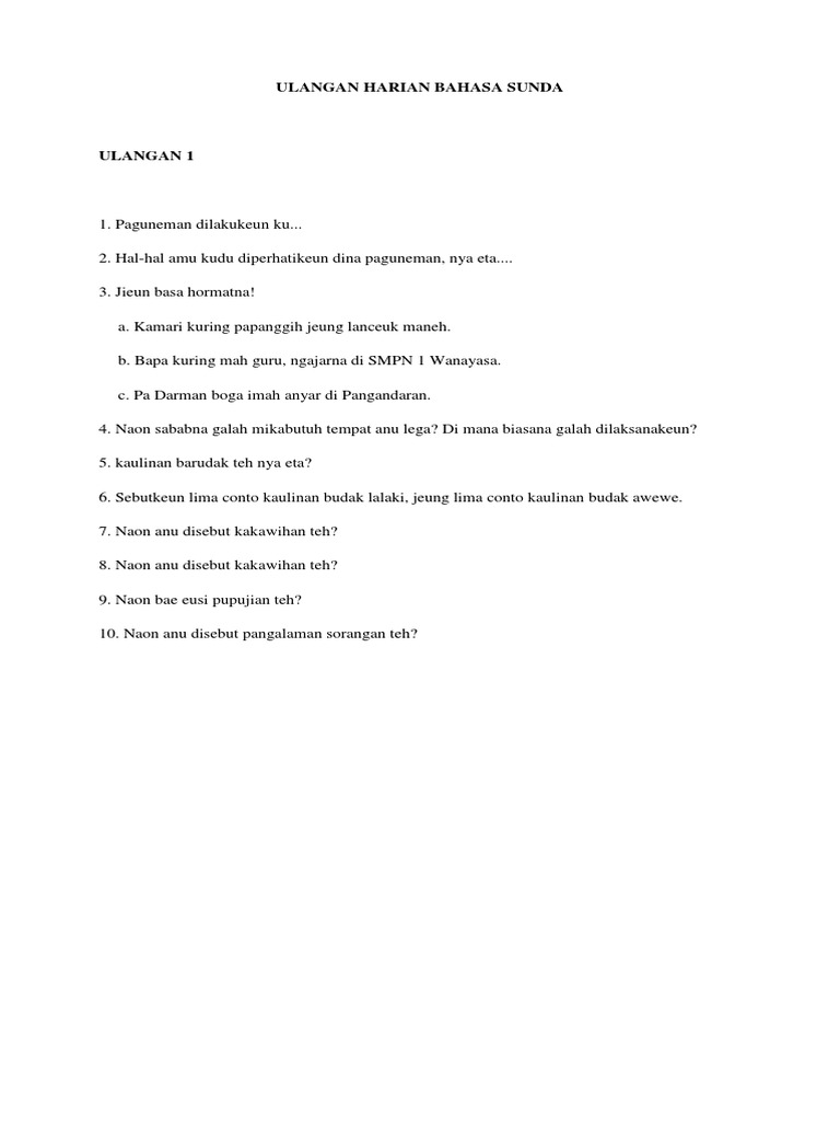 Ulangan Bahasa Sunda