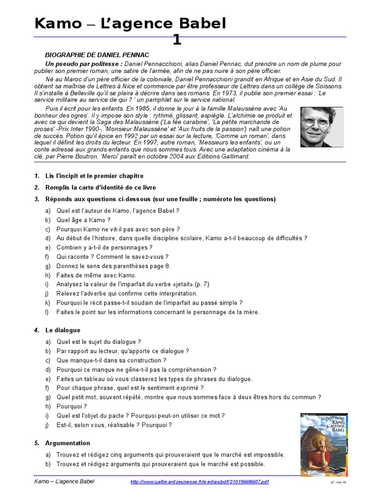 Kamo L Agence Babel Résumé Par Chapitre