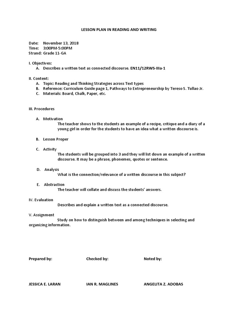 Lesson 1 | PDF | Language Arts & Discipline