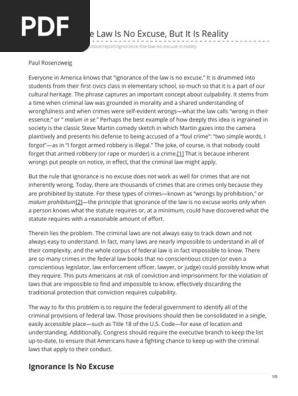 Heritage.org-Ignorance of the Law is No Excuse but It is Reality