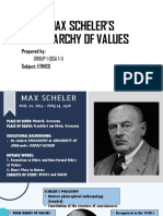 Max Scheler'S Hierarchy of Values: Prepared By: Subject: ETHICS
