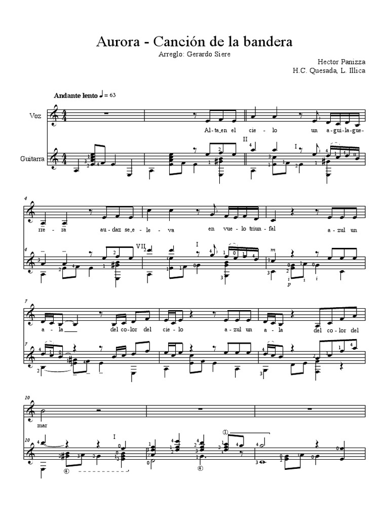 Aurora Canción de la bandera Hector Panizza H.C. Quesada, L. Illica