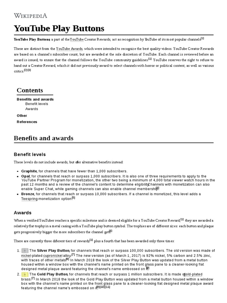 Youtube Play Buttons Pdf You Tube