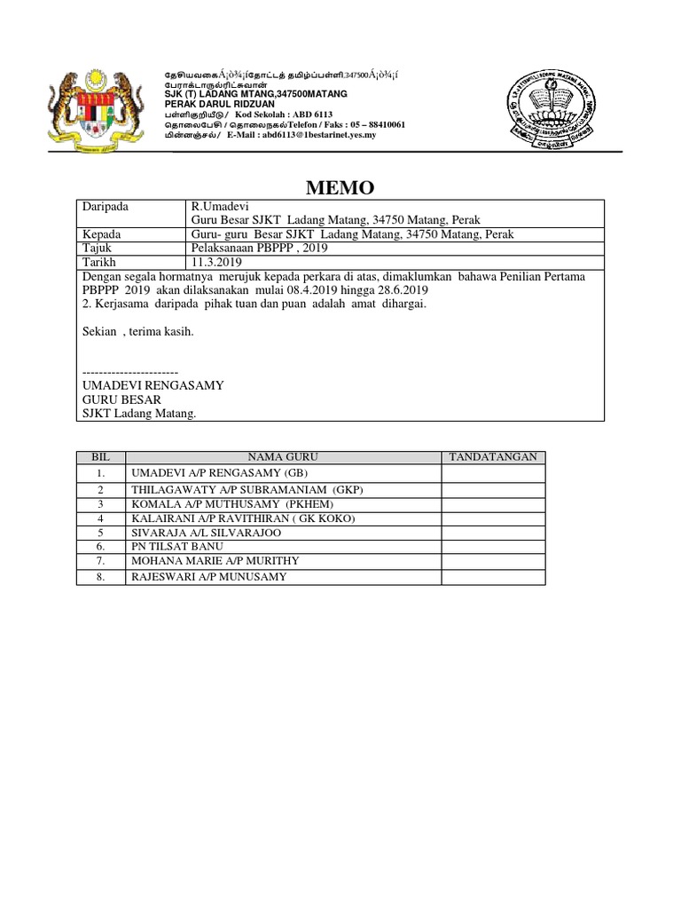 Memo PBPPP 2019 | PDF