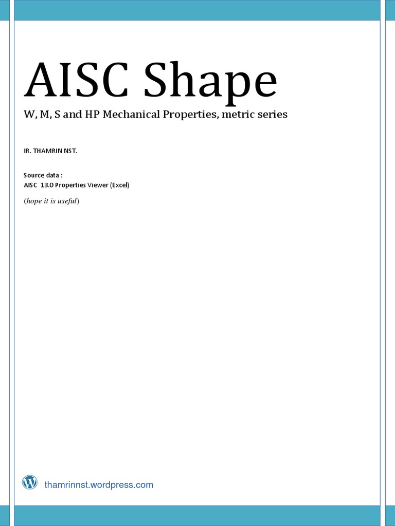 Aisc Shape W M S and HP Metric Series | PDF | Mechanical