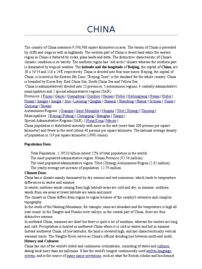 China | PDF | China | World Politics
