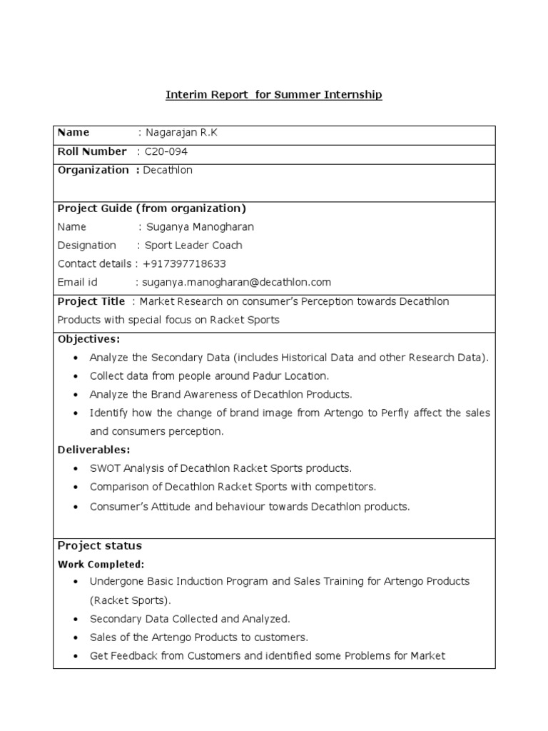 example of interim report for dissertation