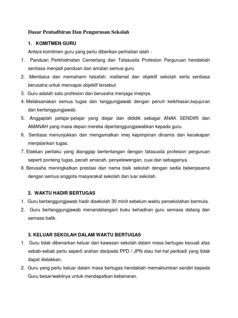 Dasar Pentadbiran Dan Pengurusan Sekolah Nazir 2017 Pdf