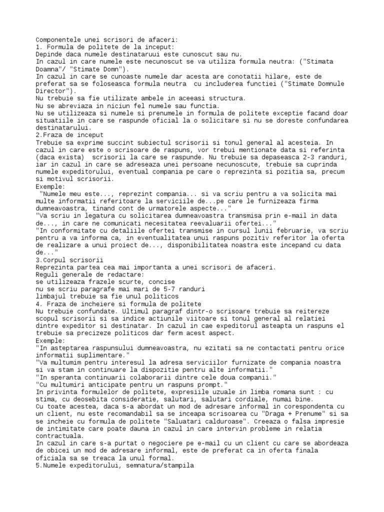 Model - Scrisoare de Răspuns La Cerere