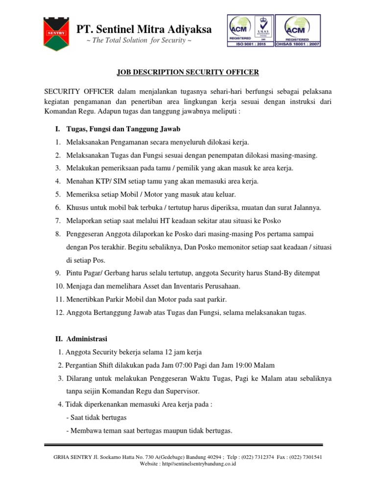 Tugas dan Tanggung Jawab Security Officer | PDF | Bisnis | Komputer