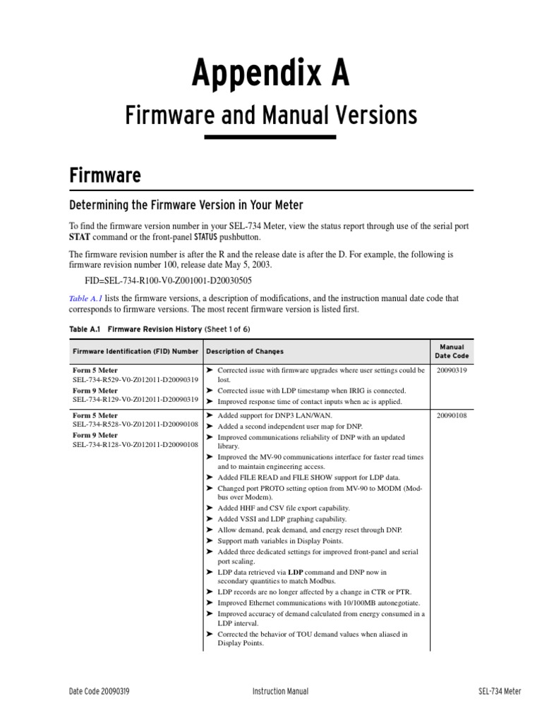 Appendix A: Firmware and Manual Versions | PDF | Digital Technology ...