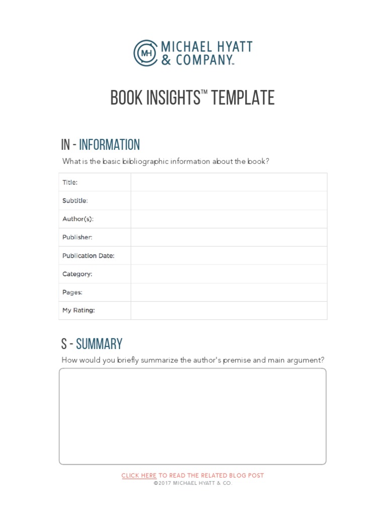 Michael Hyatt Book Insights Template PDF