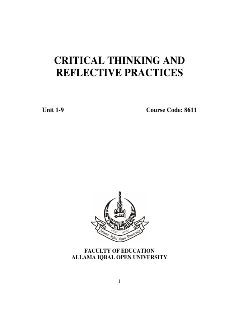 critical thinking and reflective practices 8611 pdf book