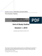 EDMT5617 Science Curriculum 1 Unit of Study Outline Session 1, 2019