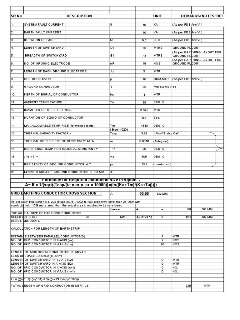 Earthing System Design Calculations | PDF | Electrical Resistivity And ...