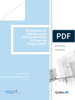 Estimation Du Coût Du Projet D'immobilisation À L'étape de L'avant-Projet