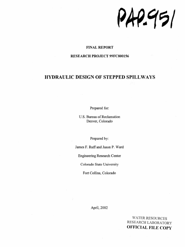 Hydraulic Design of Stepped Spillways | PDF | Spillway | Dam