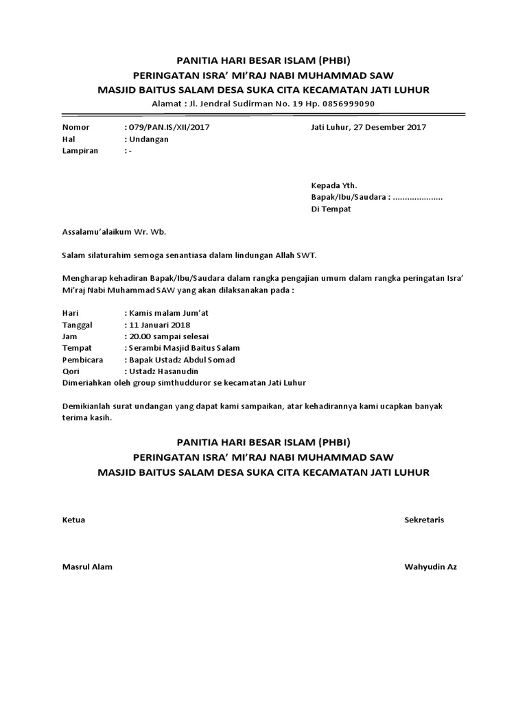 Contoh Surat Undangan Pengajian Isra� Mi�raj.docx