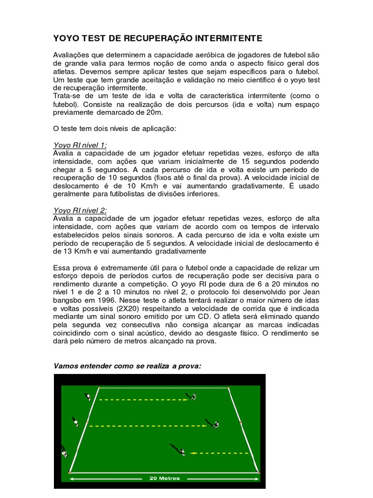 Yoyo Teste de Recuperação Intermitente | PDF | Futebol | Deslocamento ...