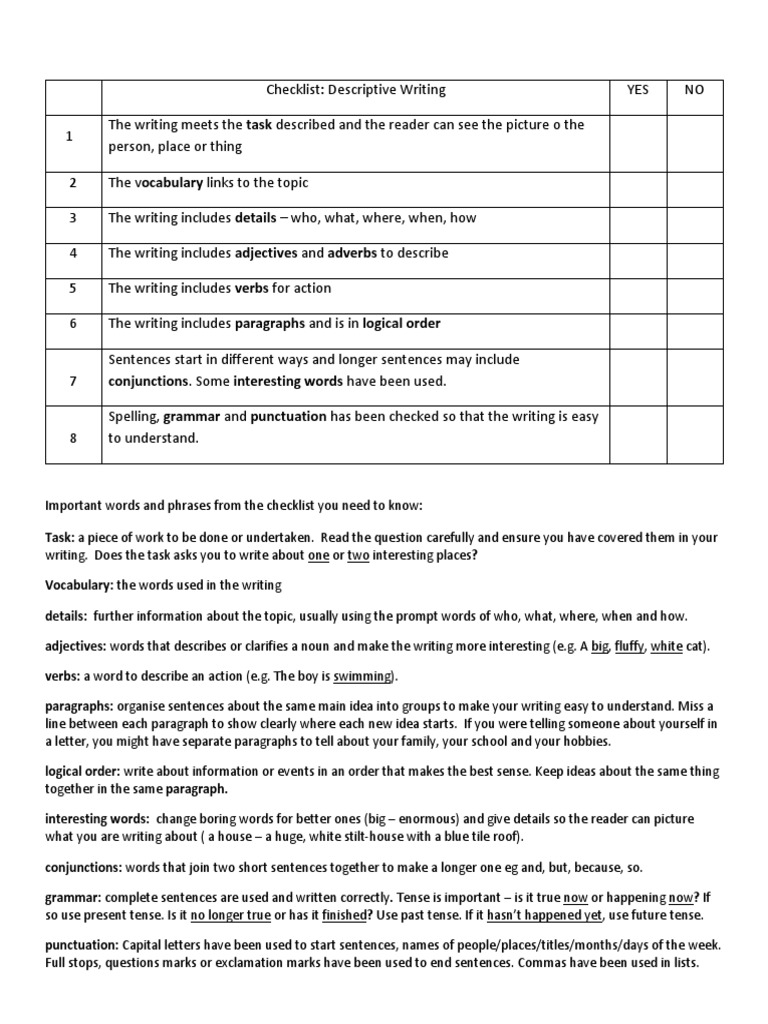 Directed Writing - Description | PDF | Sentence (Linguistics) | Word