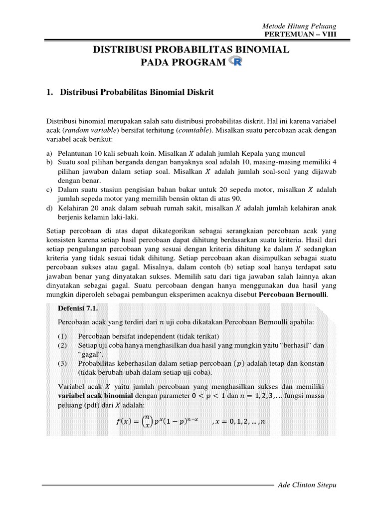 Distribusi Binomial Aplikasinya Pdf