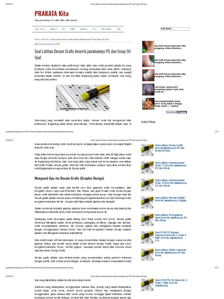 Soal Latihan Desain Grafis Beserta Jawabannya Pg Dan Essay 50 Soal