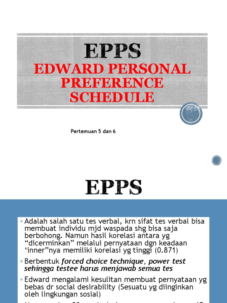 Skoring dan Interpretasi Tes EPPS | PDF | Kesehatan Holistik