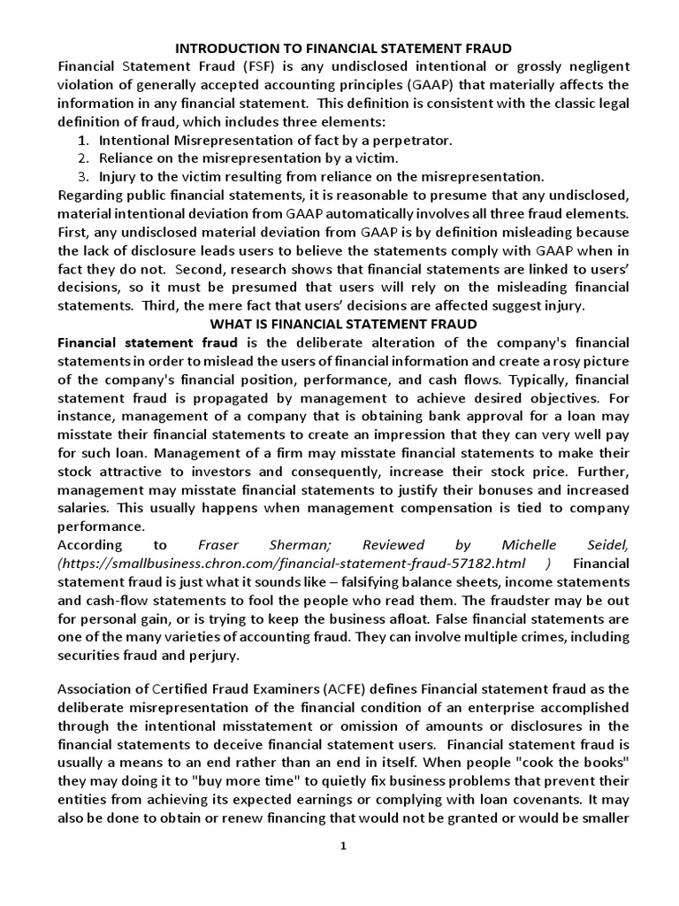 Understanding Financial Statement Fraud | PDF | Internal Audit ...