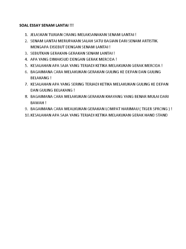 Essay Penjas Kelas 10 Pigura