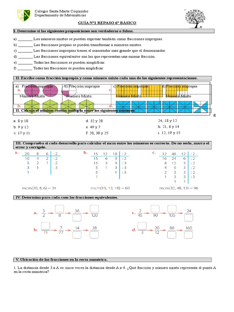 Repaso de Fracciones para 6° Básico | PDF | Fracción (Matemáticas ...