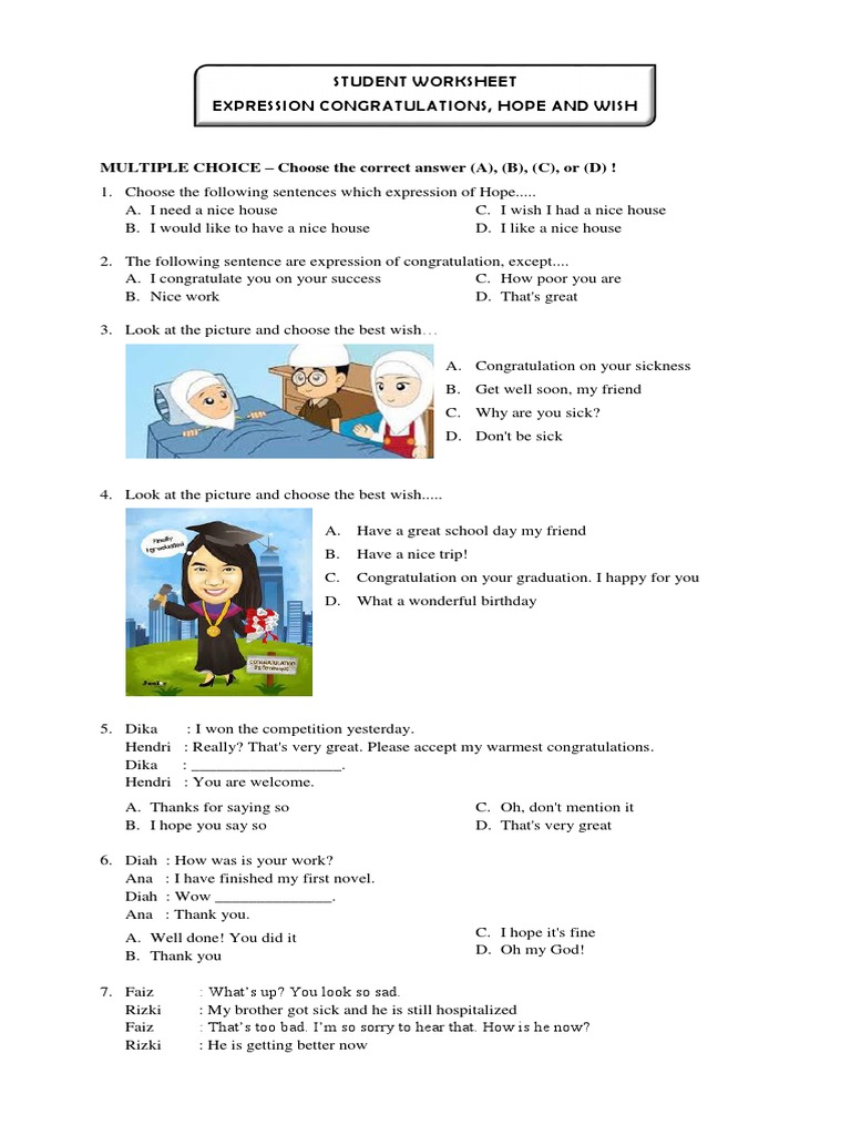 Latihan Soal Hope Wish And Congratulation Pdf