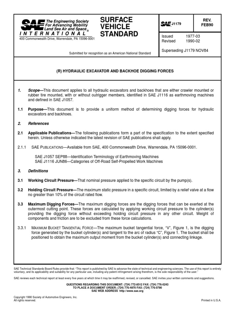 Sae j1179 Bucket Digging Force Arm Crowd Force For Hydraulic Excavator