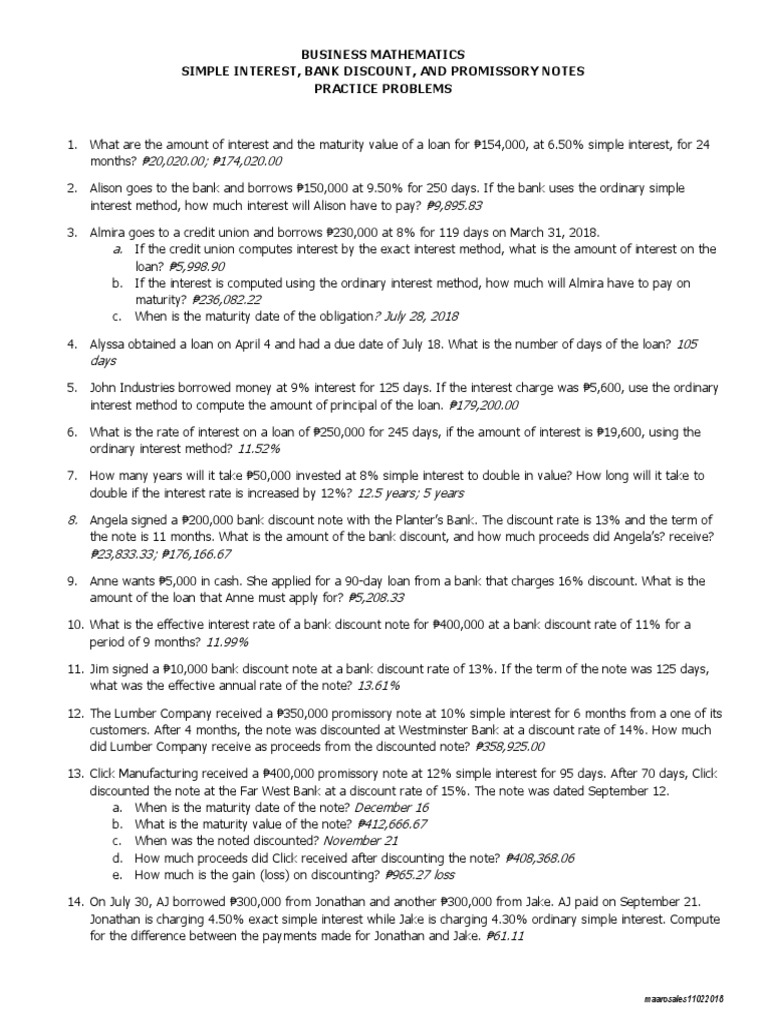 Promissory Notes and Bank Discounts Guide | PDF | Promissory Note ...