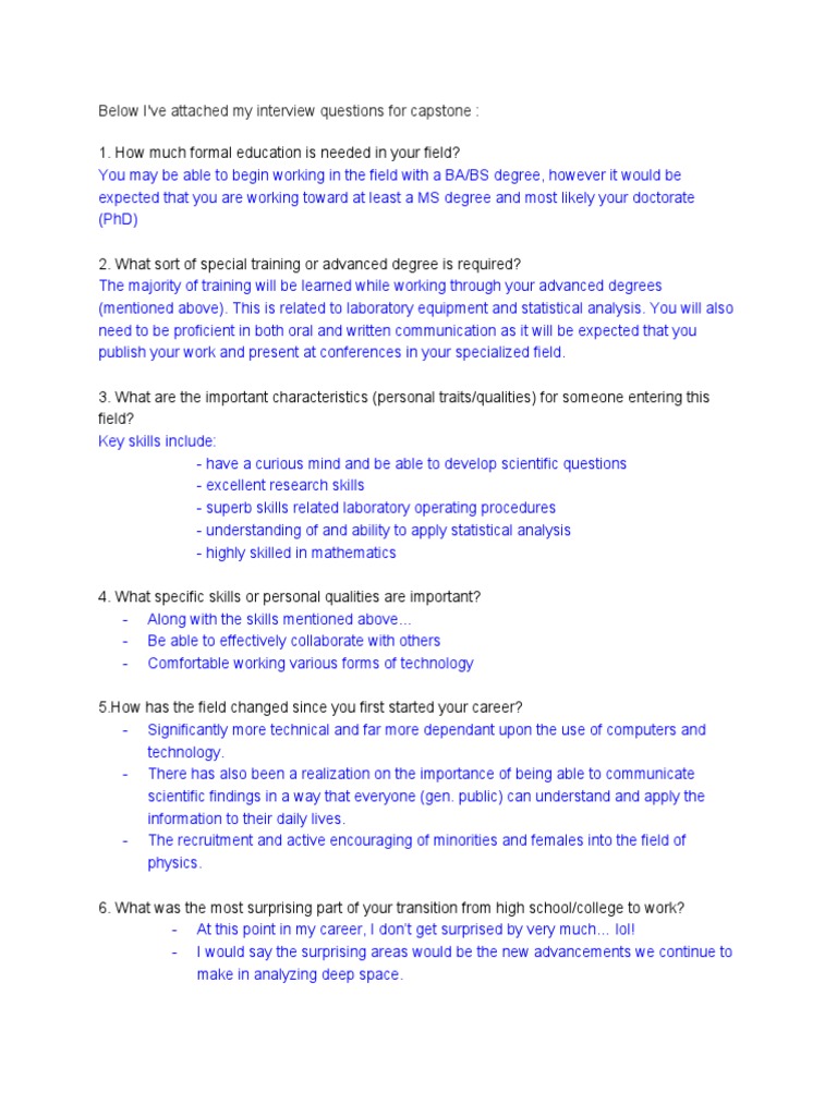 Essential Interview Questions for Physics Careers | PDF | Academic ...