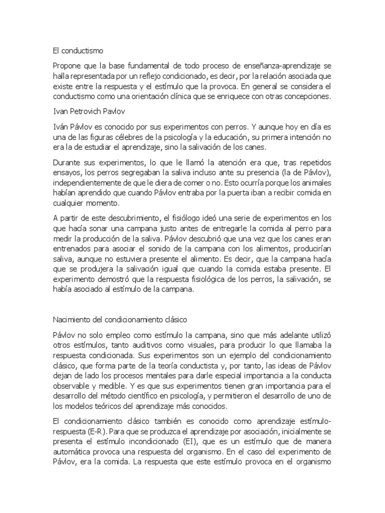 Condicionamiento Clásico de Pavlov | PDF | Epistemología | Ciencias del ...
