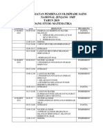 Laporan Kegiatan Pembinaan Olimpiade Sains Nasional Jenjang SMP