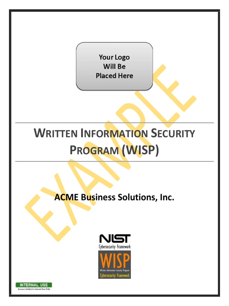 2018.1 Example WISP NIST CSF Written Information Security Program | PDF ...