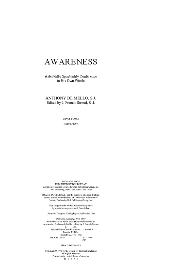 Anthony De Mello Awareness Pdf Pdf Metaphysics Religious Belief