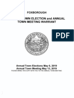 MAY 13, 2019 Annual Town Meeting Warrant
