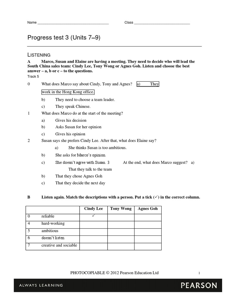 Progress Test 3 Units 7 9 | PDF | Facebook | Advertising