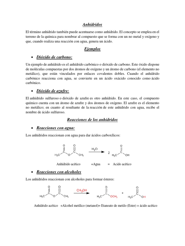 Ejemplos y formación de anhídridos | PDF